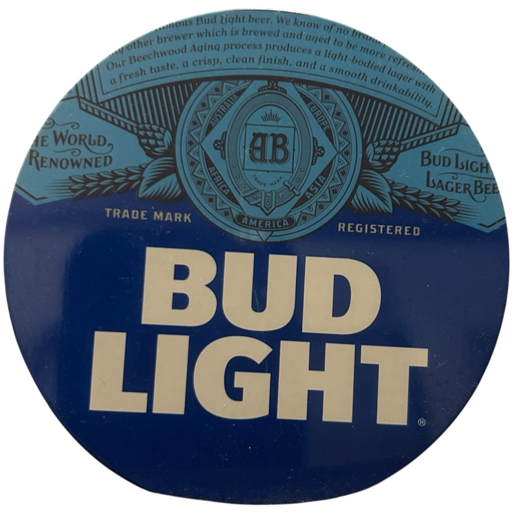 Bud Light Beer Coaster Round Blue Bar Decor Man Cave‎ Pub Breweriana